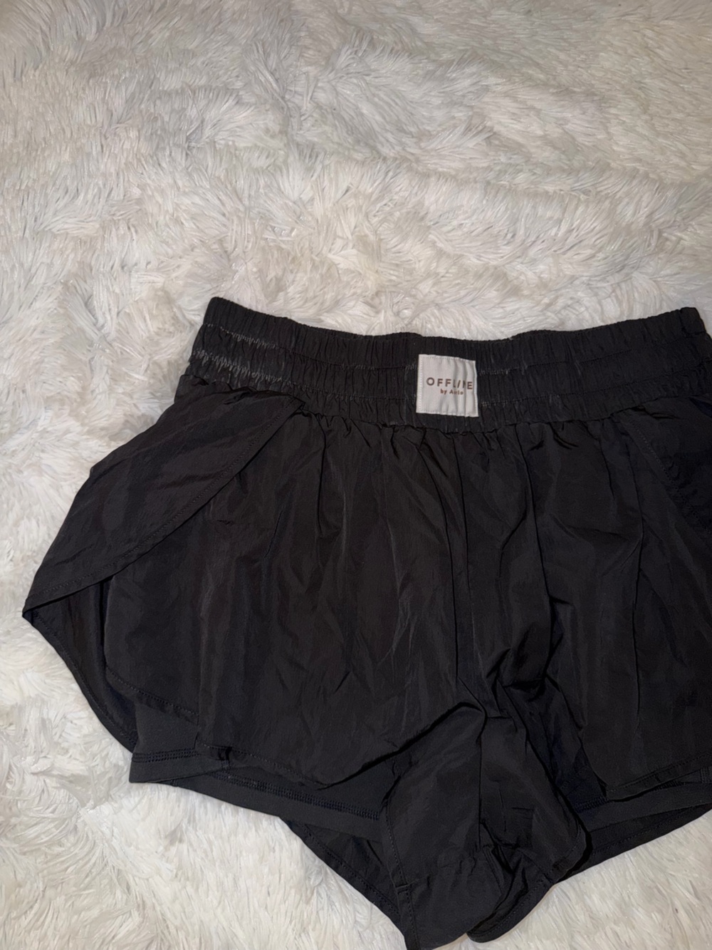 Aerie Offline Black Lightweight Elastic-Waist Athletic Shorts size XL